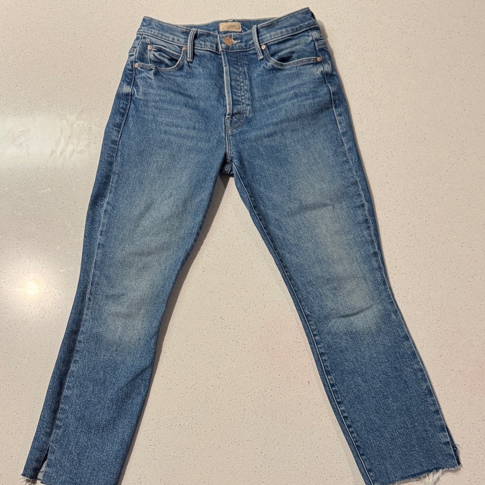 MOTHER Stunner Ankle Fray - Crate Digger Blue Jeans